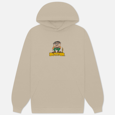 фото Мужская толстовка butter goods blues logo hoodie, цвет бежевый, размер s