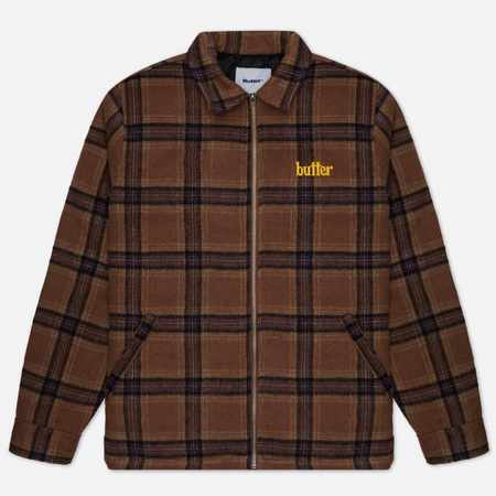 фото Мужская демисезонная куртка butter goods plaid flannel insulated overshirt, цвет коричневый, размер s