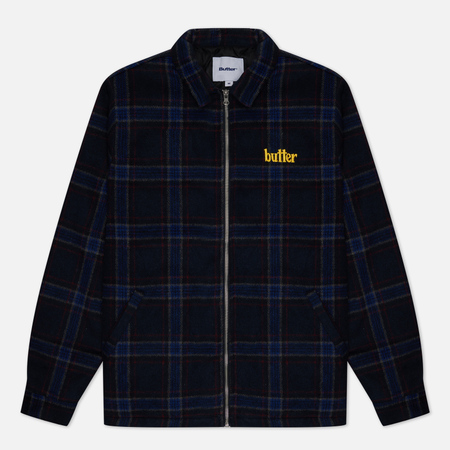 фото Мужская демисезонная куртка butter goods plaid flannel insulated overshirt, цвет синий, размер s