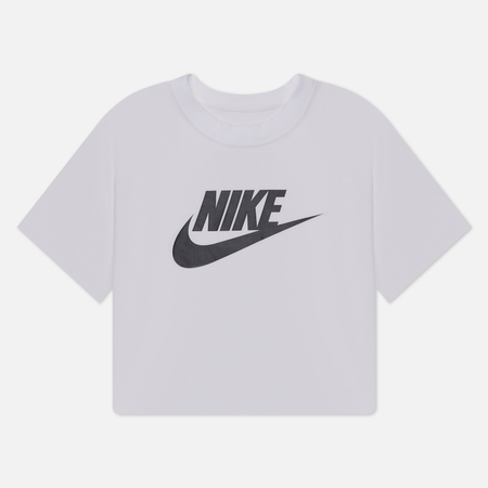 фото Женская футболка nike essential cropped icon futura, цвет белый, размер xs