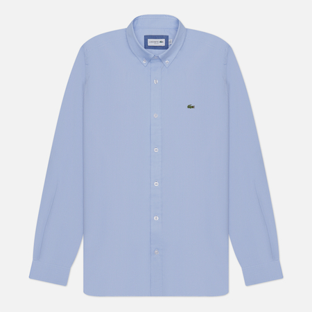 фото Мужская рубашка lacoste embroidered logo slim fit, цвет голубой, размер 39
