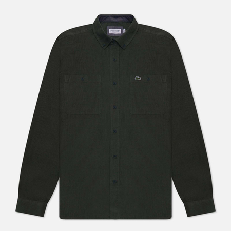 фото Мужская рубашка lacoste regular fit button-down, цвет оливковый, размер 41