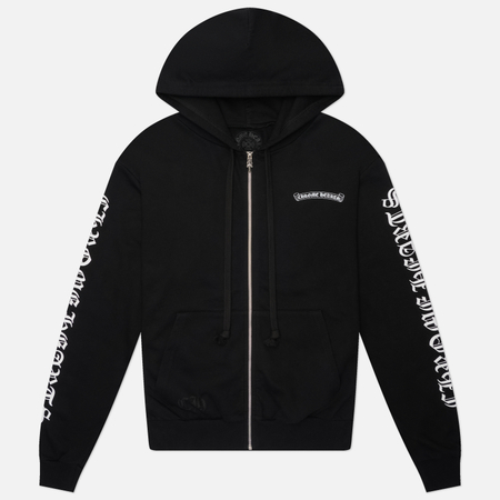 фото Мужская толстовка chrome hearts scroll logo thermal zip-up hoodie, цвет чёрный, размер s
