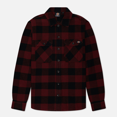 фото Мужская рубашка dickies sacramento, цвет бордовый, размер s