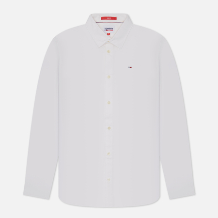 фото Мужская рубашка tommy jeans stretch slim fit, цвет белый, размер s