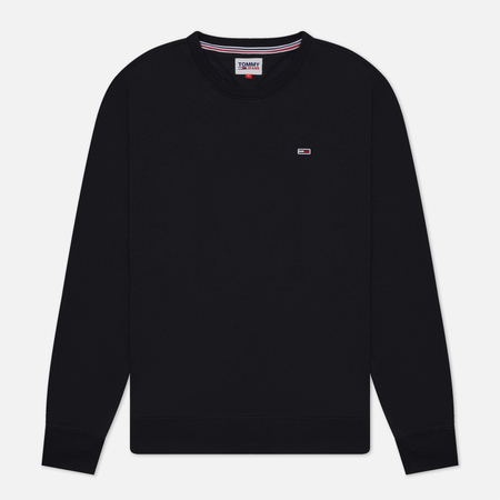 фото Мужская толстовка tommy jeans flag patch fleece, цвет чёрный, размер s