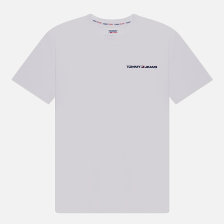 фото Мужская футболка tommy jeans classics linear chest, цвет белый, размер s