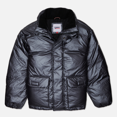 фото Мужской пуховик tommy jeans metallic puffer, цвет серебряный, размер s