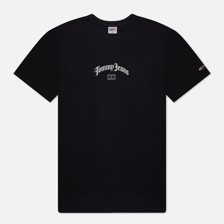 фото Мужская футболка tommy jeans classics grunge arch center, цвет чёрный, размер s