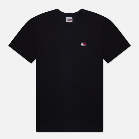 фото Мужская футболка tommy jeans classics tommy xs badge, цвет чёрный, размер s