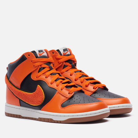 фото Мужские кроссовки nike dunk high retro university chenille swoosh, цвет оранжевый, размер 40.5 eu