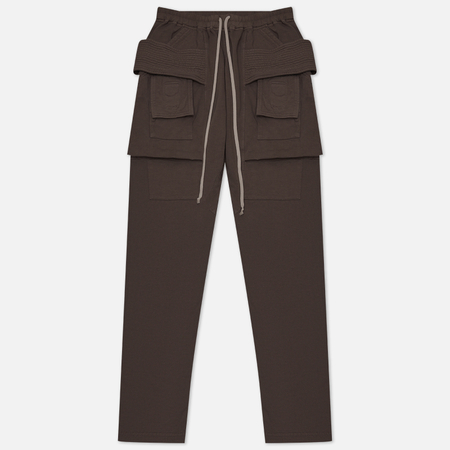 фото Мужские брюки rick owens drkshdw luxor creatch cargo drawstring compact heavy, цвет коричневый, размер s
