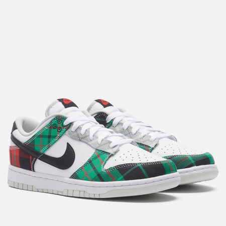 фото Мужские кроссовки nike dunk low retro premium tartan plaid, цвет белый, размер 41 eu