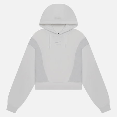 фото Женская толстовка nike air oversized crop fleece hoodie, цвет белый, размер xs