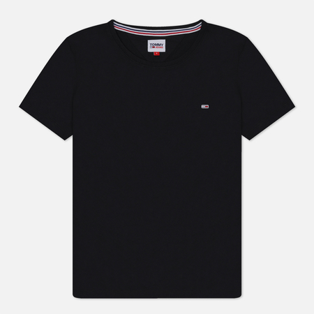 фото Женская футболка tommy jeans soft jersey, цвет чёрный, размер xs