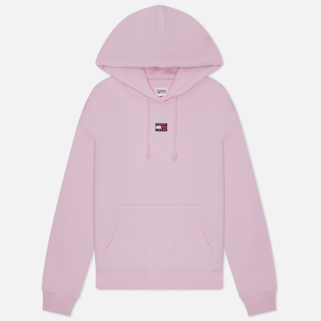 фото Женская толстовка tommy jeans boxy xs badge hoodie, цвет розовый, размер xs