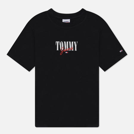 фото Женская футболка tommy jeans relaxed essential logo 1, цвет чёрный, размер xs