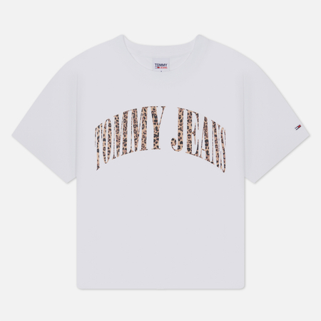 фото Женская футболка tommy jeans classics leo, цвет белый, размер xxs
