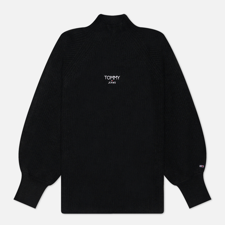 фото Женский свитер tommy jeans relaxed turtle neck lofty, цвет чёрный, размер xs