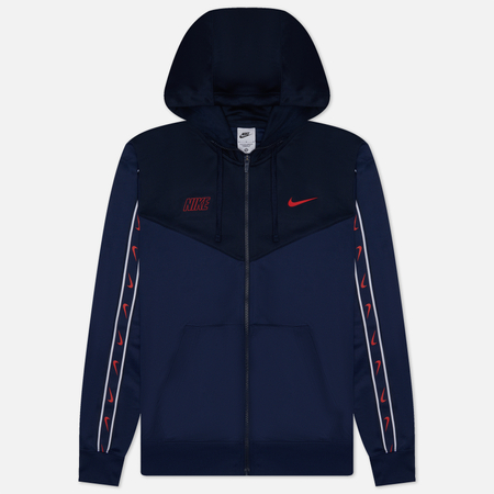 фото Мужская толстовка nike repeat full-zip hoodie, цвет синий, размер s