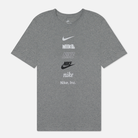 фото Мужская футболка nike club+ multi logo, цвет серый, размер xs