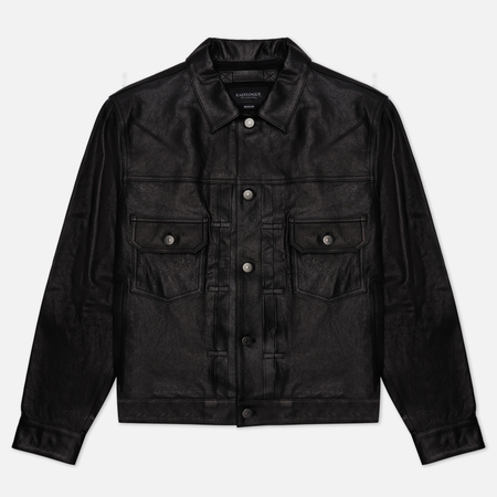 фото Мужская демисезонная куртка eastlogue trucker leather, цвет чёрный, размер s