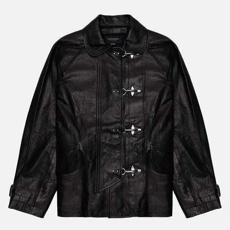 фото Мужская демисезонная куртка eastlogue fireman leather, цвет чёрный, размер s