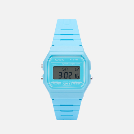 фото Наручные часы casio collection f-91wc-2a, цвет голубой