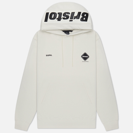 фото Мужская толстовка f.c. real bristol synthetic leather applique team hoodie, цвет бежевый, размер s