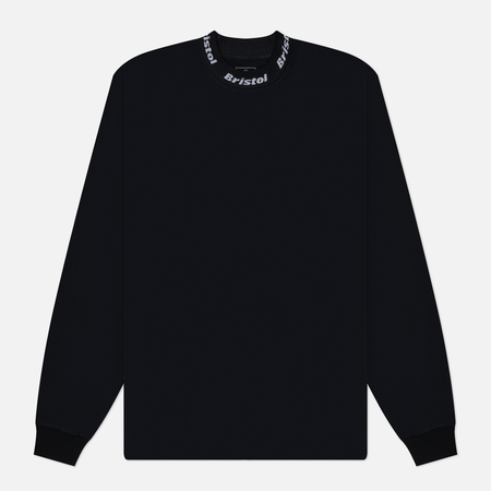 фото Мужская толстовка f.c. real bristol windproof neck logo baggy top, цвет чёрный, размер s