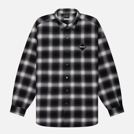 фото Мужская рубашка f.c. real bristol big logo baggy flannel, цвет чёрный, размер s