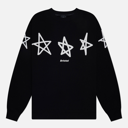 фото Мужская толстовка f.c. real bristol star crew neck, цвет чёрный, размер s