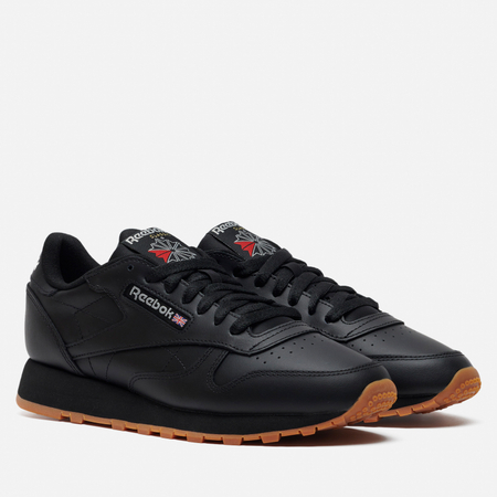 фото Мужские кроссовки reebok classic leather, цвет чёрный, размер 39 eu
