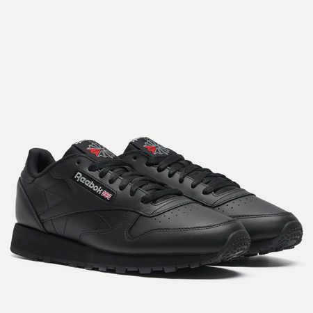 фото Мужские кроссовки reebok classic leather, цвет чёрный, размер 36 eu