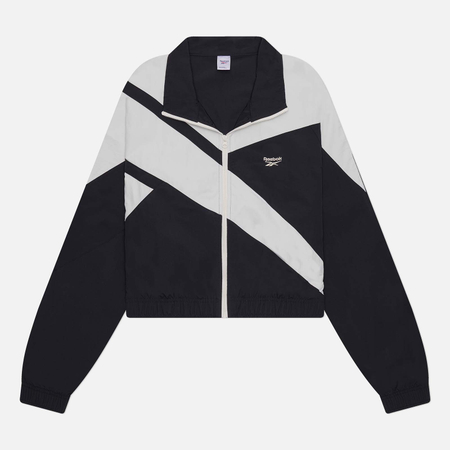 фото Женская куртка ветровка reebok classics franchise, цвет чёрный, размер xs