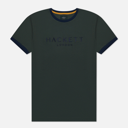 фото Мужская футболка hackett heritage classic embroidered, цвет зелёный, размер s