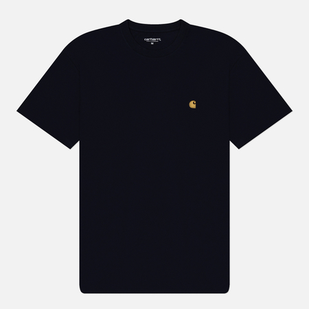 фото Мужская футболка carhartt wip chase, цвет синий, размер s