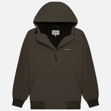 фото Мужская куртка ветровка carhartt wip hooded sail, цвет оливковый, размер s