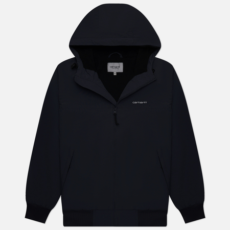 фото Мужская куртка ветровка carhartt wip hooded sail, цвет чёрный, размер s