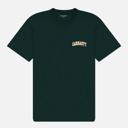 фото Мужская футболка carhartt wip university script, цвет зелёный, размер s