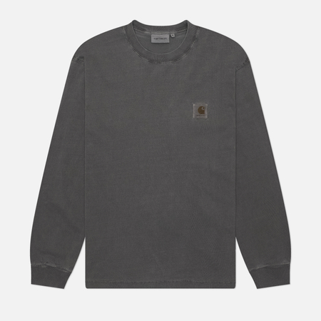 фото Мужской лонгслив carhartt wip nelson, цвет чёрный, размер m