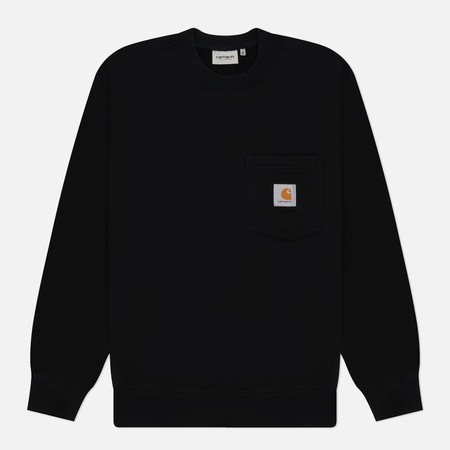фото Мужская толстовка carhartt wip pocket, цвет чёрный, размер s