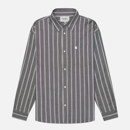фото Мужская рубашка carhartt wip beale, цвет чёрный, размер s