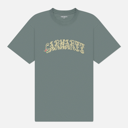 фото Мужская футболка carhartt wip monogram, цвет зелёный, размер m