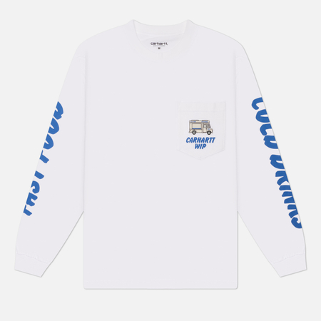 фото Мужской лонгслив carhartt wip cold drinks, цвет белый, размер s