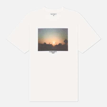 фото Мужская футболка carhartt wip warm views, цвет белый, размер m