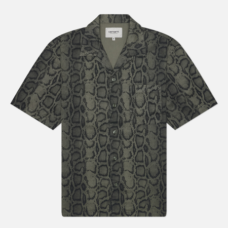 фото Мужская рубашка carhartt wip snake camo, цвет зелёный, размер l