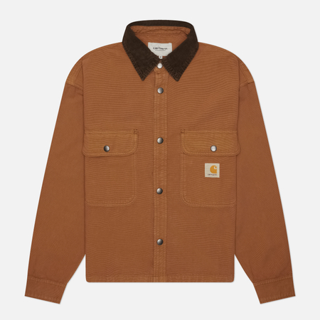 фото Мужская куртка ветровка carhartt wip prescott, цвет коричневый, размер xl