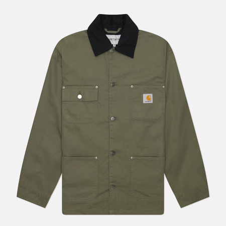 фото Мужская куртка ветровка carhartt wip og chore coat, цвет оливковый, размер l