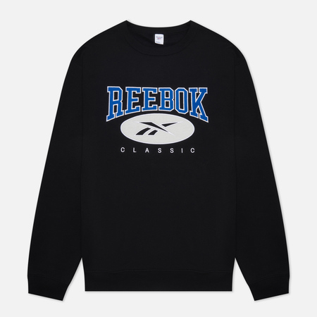 фото Мужская толстовка reebok archive essentials crew, цвет чёрный, размер s